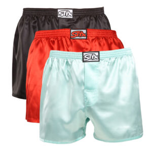 3PACK pánské trenky Styx klasická guma saténové vícebarevné (3C06302)