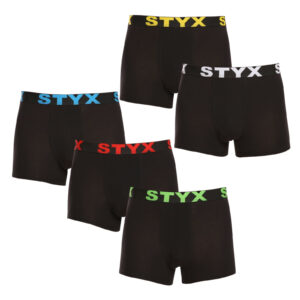 5PACK pánské boxerky Styx sportovní guma černé (5G9601) S