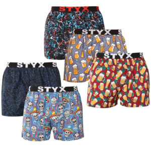 5PACK pánské trenky Styx art sportovní guma vícebarevné (5B1371456)