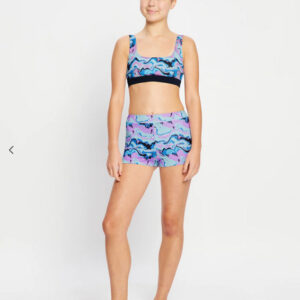 Dívčí menstruační plavky Modibodi Performance Hi Waist Short Super Marble Blue spodní díl (DMPMPHWSSMB) 12-14 let