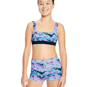 Dívčí plavky Modibodi Performance Reversible Crop Top Marble Blue horní díl (DPMPRCTMB) 10-12 let