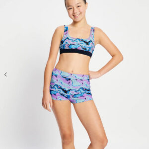 Dívčí plavky Modibodi Performance Reversible Crop Top Marble Blue horní díl (DPMPRCTMB) 10-12 let