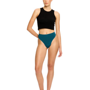 Menstruační tanga Modibodi Modicomfort Seamless Hi Waist Thong Light Teale Blue (MTMMSHWTLTB) S