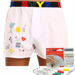 Pánské trenky Styx sportovní guma bílé + fixy na textil (BF1061) L