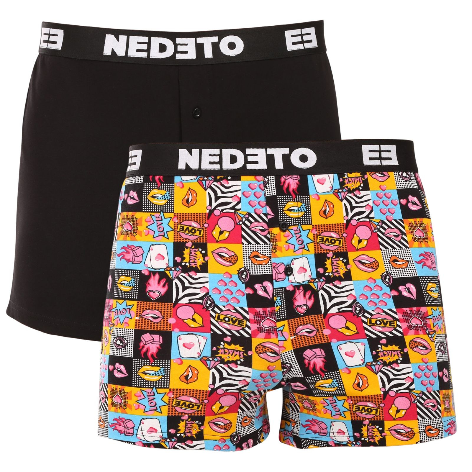 2PACK pánské trenky Nedeto vícebarevné (2NGV05) 3XL