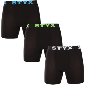 3PACK pánské boxerky Styx long sportovní guma černé (3UN9601) M