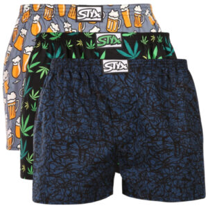 3PACK pánské trenky Styx art klasická guma vícebarevné (3A13719) L