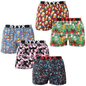 5PACK pánské trenky Styx art sportovní guma vícebarevné (5B1845680) L