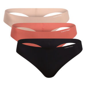 3PACK dámská tanga Calvin Klein bezešvá vícebarevná (QD3558E-3EZ) XL
