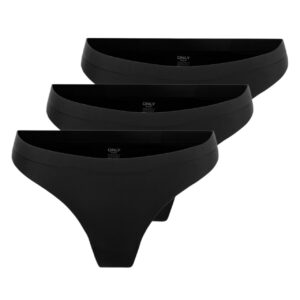 3PACK dámská tanga ONLY bezešvá černá (15211630-Black) XS