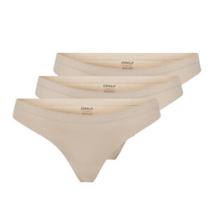 3PACK dámská tanga ONLY béžová (15211630-Peach Taffy) M