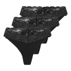3PACK dámská tanga ONLY černá (15340169-Black) L