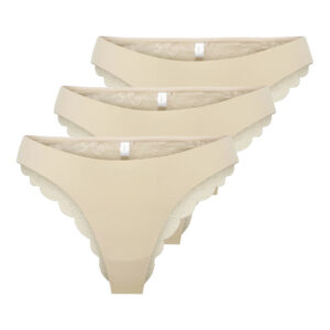 3PACK dámské kalhotky brazilky ONLY béžové (15348960-Peach Taffy) M