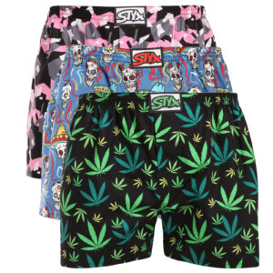 3PACK pánské trenky Styx art klasická guma vícebarevné (3A18690) L