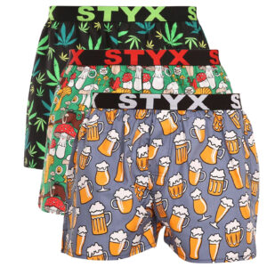 3PACK pánské trenky Styx art sportovní guma vícebarevné (3B13789) S