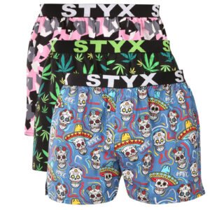 3PACK pánské trenky Styx art sportovní guma vícebarevné (3B18690) S
