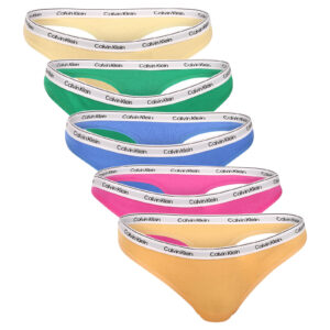 5PACK dámská tanga Calvin Klein vícebarevná (QD5221-4WI) M