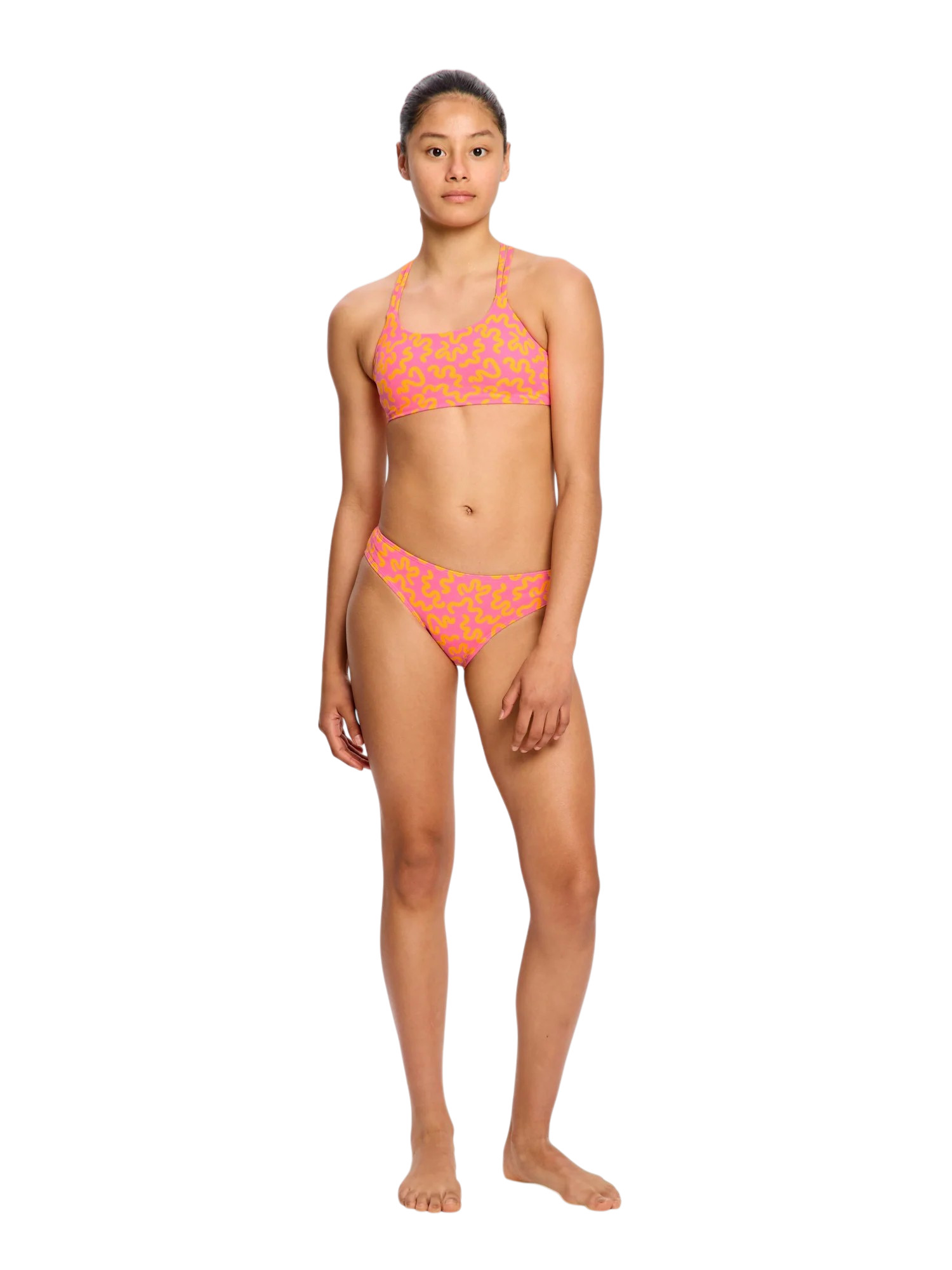 Dívčí menstruační plavky Modibodi Bikini Brief Light Wavy Pink spodní díl (DMPMBBLWPSD) 10-12 let