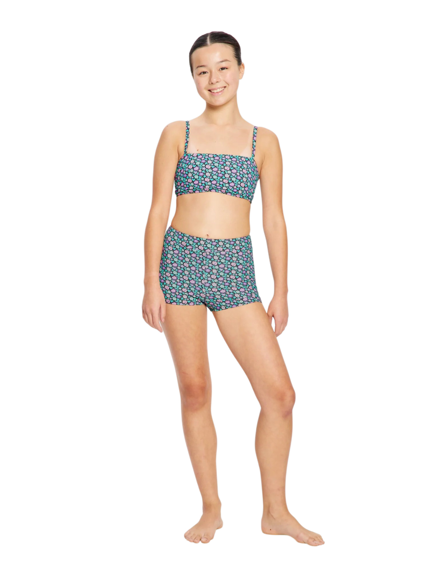 Dívčí menstruační plavky Modibodi Hi Waist Short Super Luna Blossom Black spodní díl (DMPMPHWSSLBB) 12-14 let - Obrázek 2