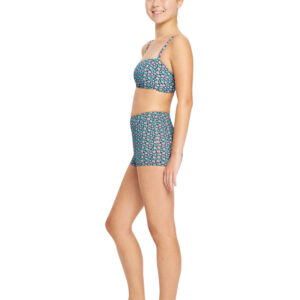 Dívčí menstruační plavky Modibodi Hi Waist Short Super Luna Blossom Black spodní díl (DMPMPHWSSLBB) 12-14 let