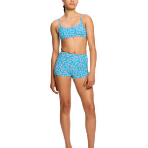 Dívčí menstruační plavky Modibodi Performance Hi Waist Short Super Wavy Blue spodní díl (DMPMPHWSSWB) 12-14 let