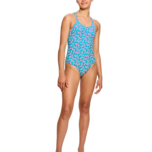 Dívčí menstruační plavky Modibodi Splice One Piece Super Wavy Blue jednodílné (DMPMSOPSWB) 8-10 let