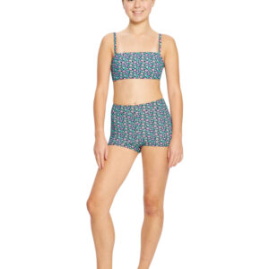Dívčí plavky Modibodi Bandeau Strap Crop Top Luna Blossom Black horní díl (DPMPRCTMLBB) 12-14 let