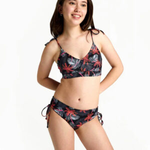 Dívčí plavky Modibodi crop top Jungle palm black horní díl (DPMHDCTPB) 8-10 let