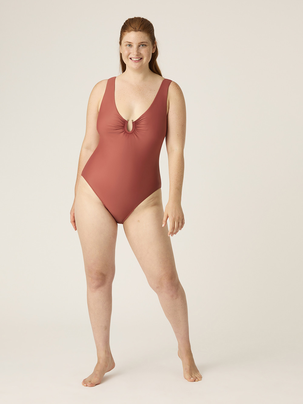 Menstruační plavky Modibodi High V Neck One Piece Sahara Red (MODI4370SR) XL - Obrázek 2