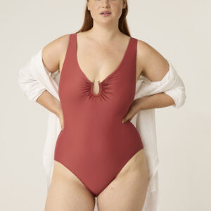 Menstruační plavky Modibodi High V Neck One Piece Sahara Red (MODI4370SR) XL