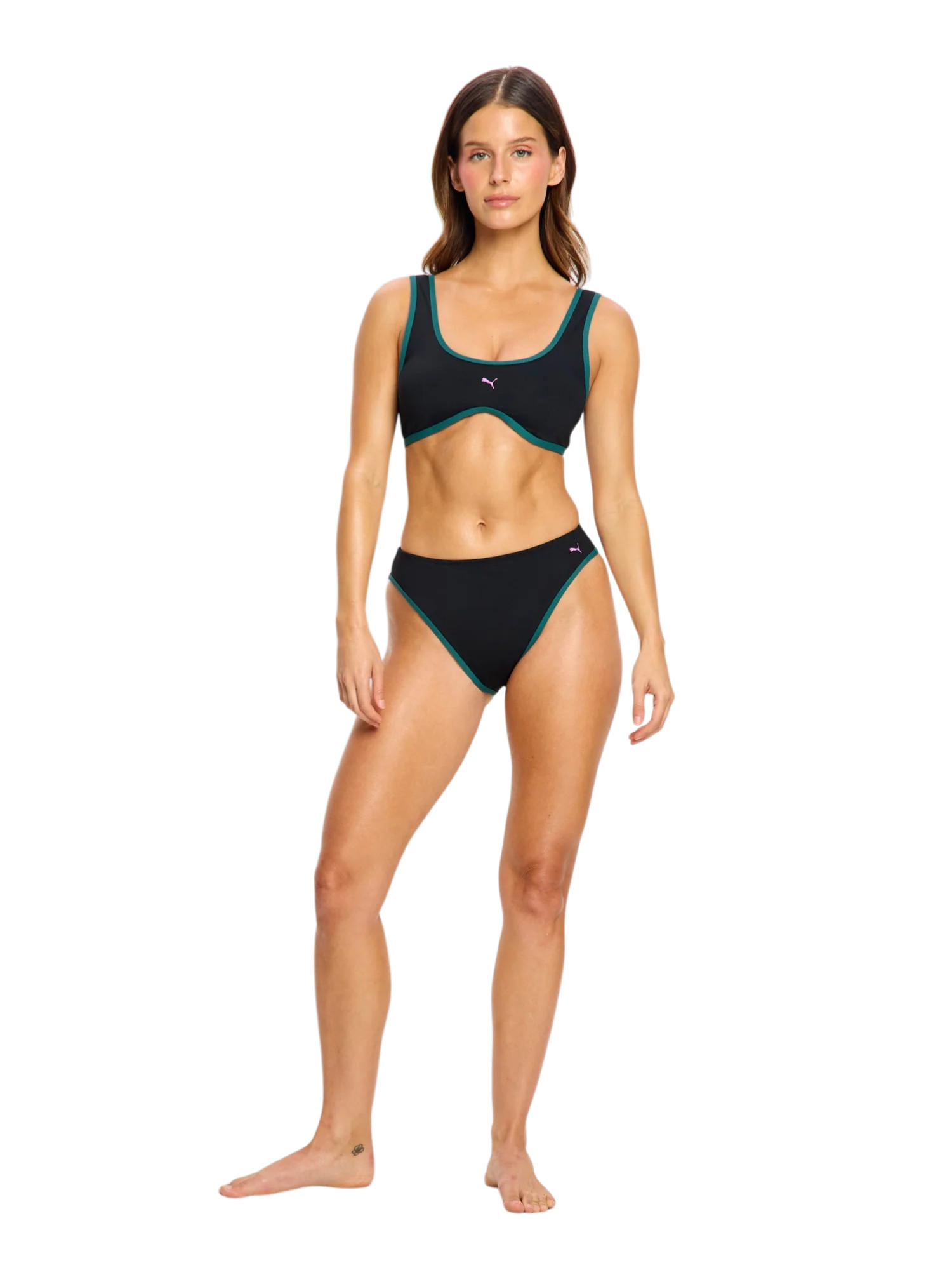 Menstruační plavky Puma & Modibodi Hi-Leg Cheeky Bottom Super Black Orchid spodní díl (MPPMHLBSBO) XXL