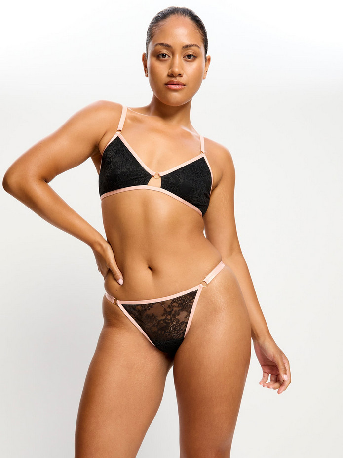 Menstruační tanga Modibodi Bliss Thong Light Jet Black (MTMBTLJB) L