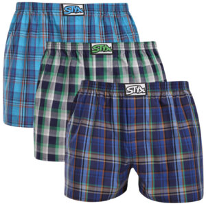 3PACK pánské trenky Styx klasická guma vícebarevné (3A30468) L