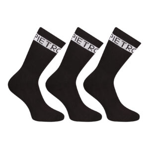 3PACK ponožky Pietro Filipi sportovní vysoké černé (3POC1) M
