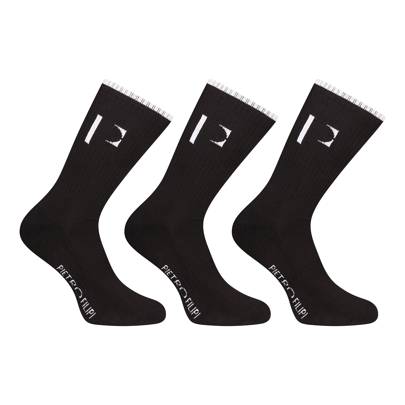 3PACK ponožky Pietro Filipi sportovní vysoké černé (3POC3) M