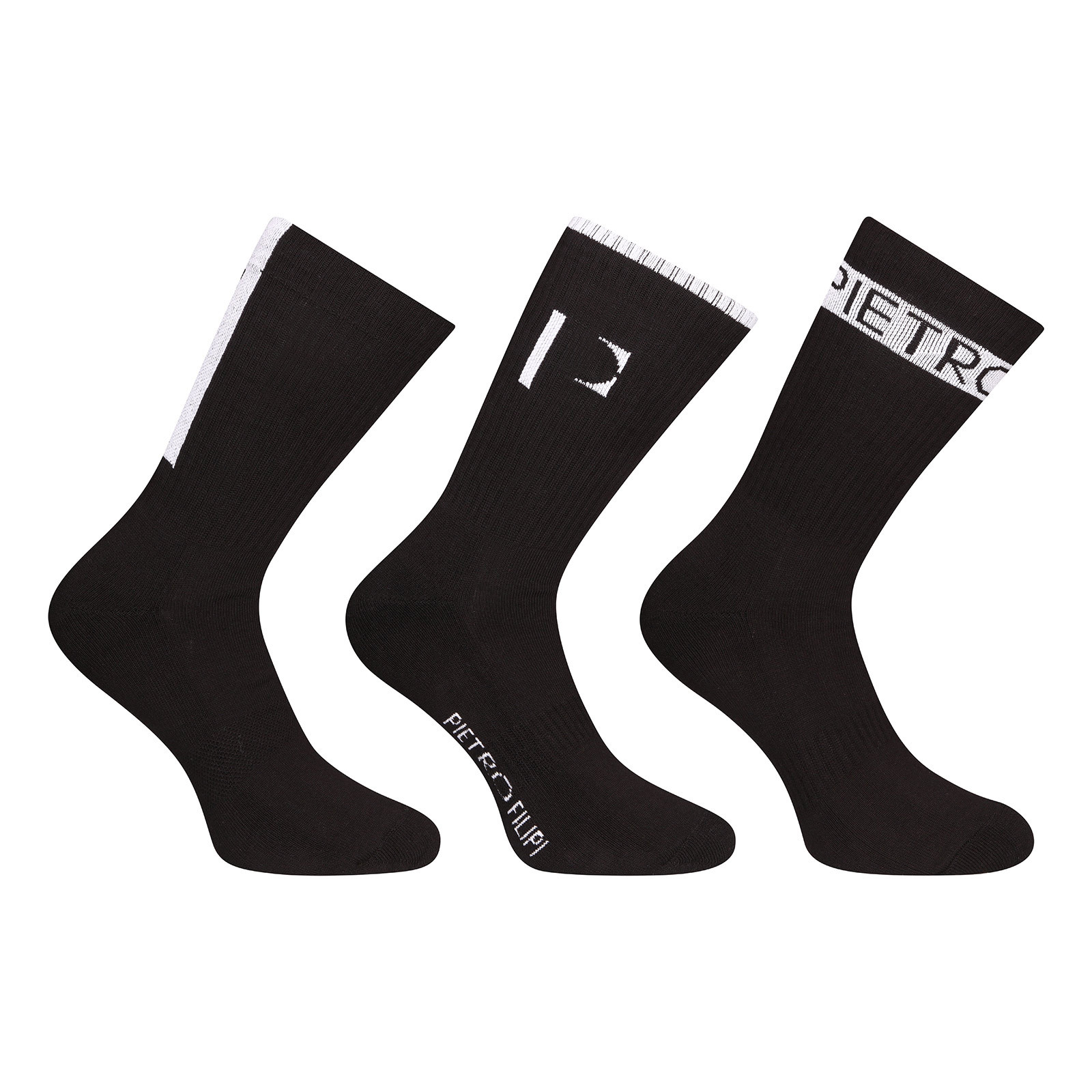 3PACK ponožky Pietro Filipi sportovní vysoké černé (3POC4) M