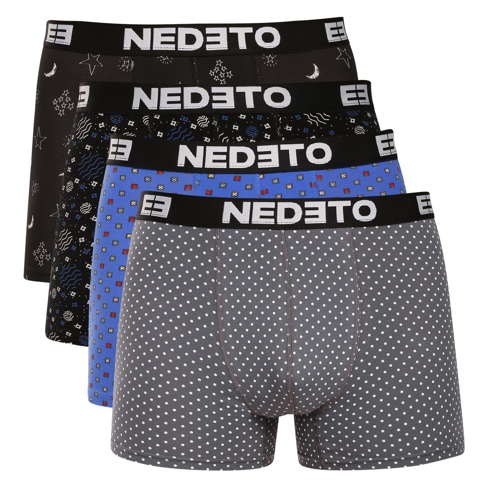 4PACK pánské boxerky Nedeto vícebarevné (4NBV3) 5XL