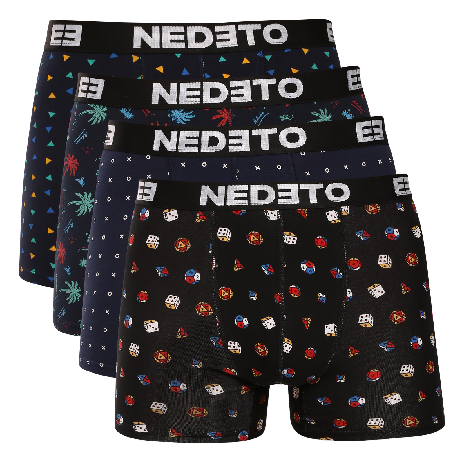 4PACK pánské boxerky Nedeto vícebarevné (4NBV4) 5XL