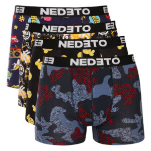 4PACK pánské boxerky Nedeto vícebarevné (4NBV6) 5XL