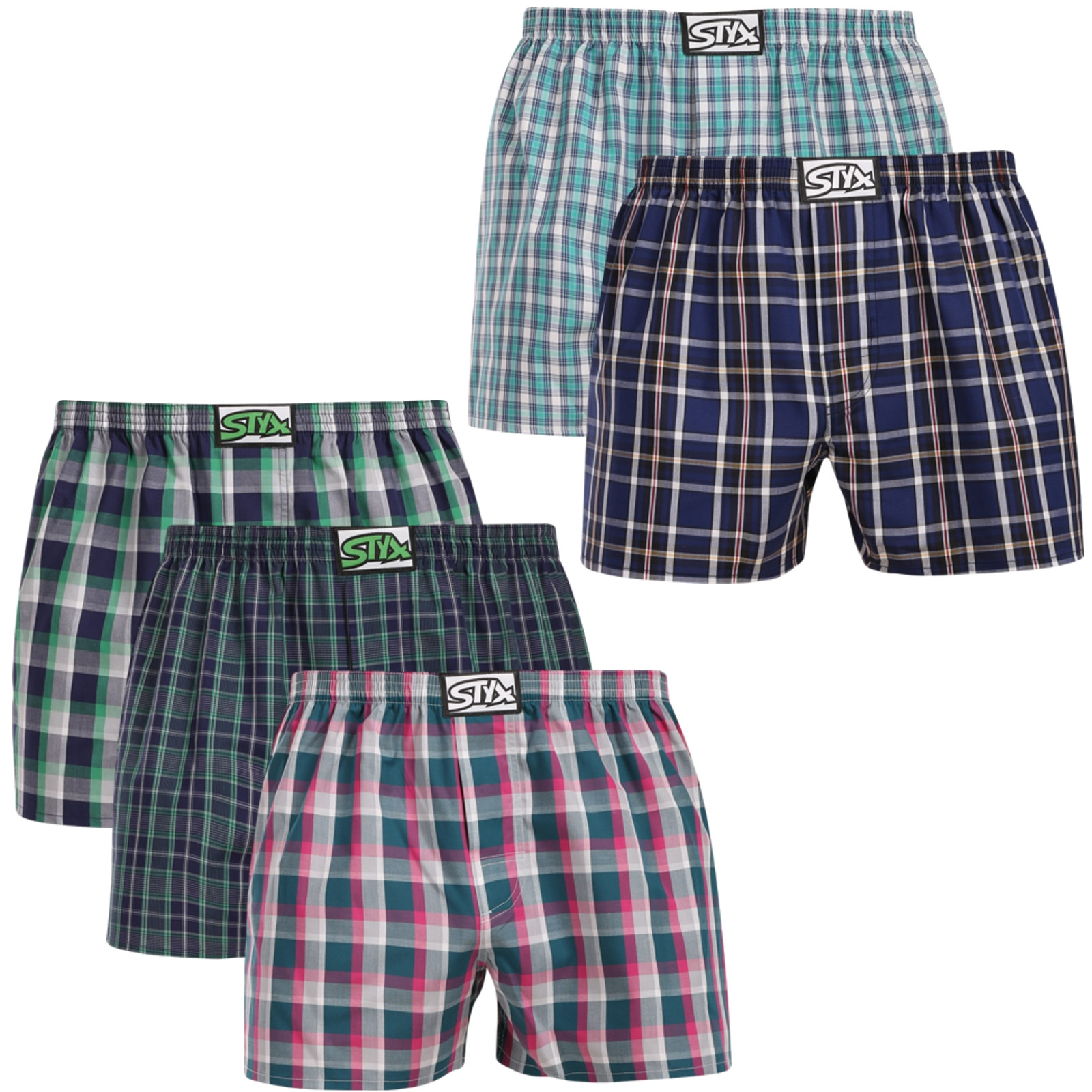5PACK pánské trenky Styx klasická guma vícebarevné (5A3078901) L