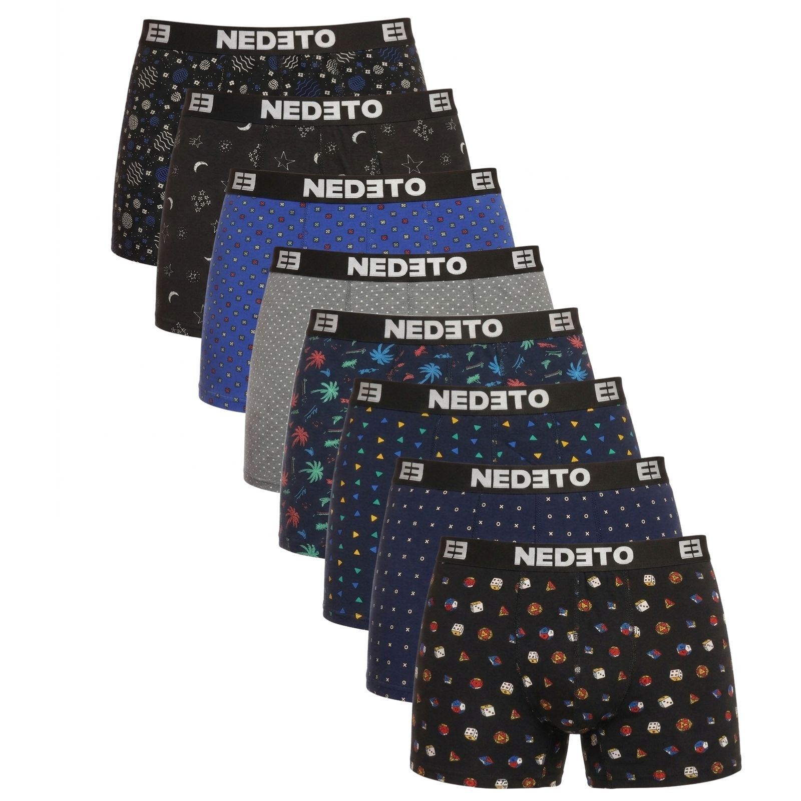 8PACK pánské boxerky Nedeto vícebarevné (8NBV5) 5XL