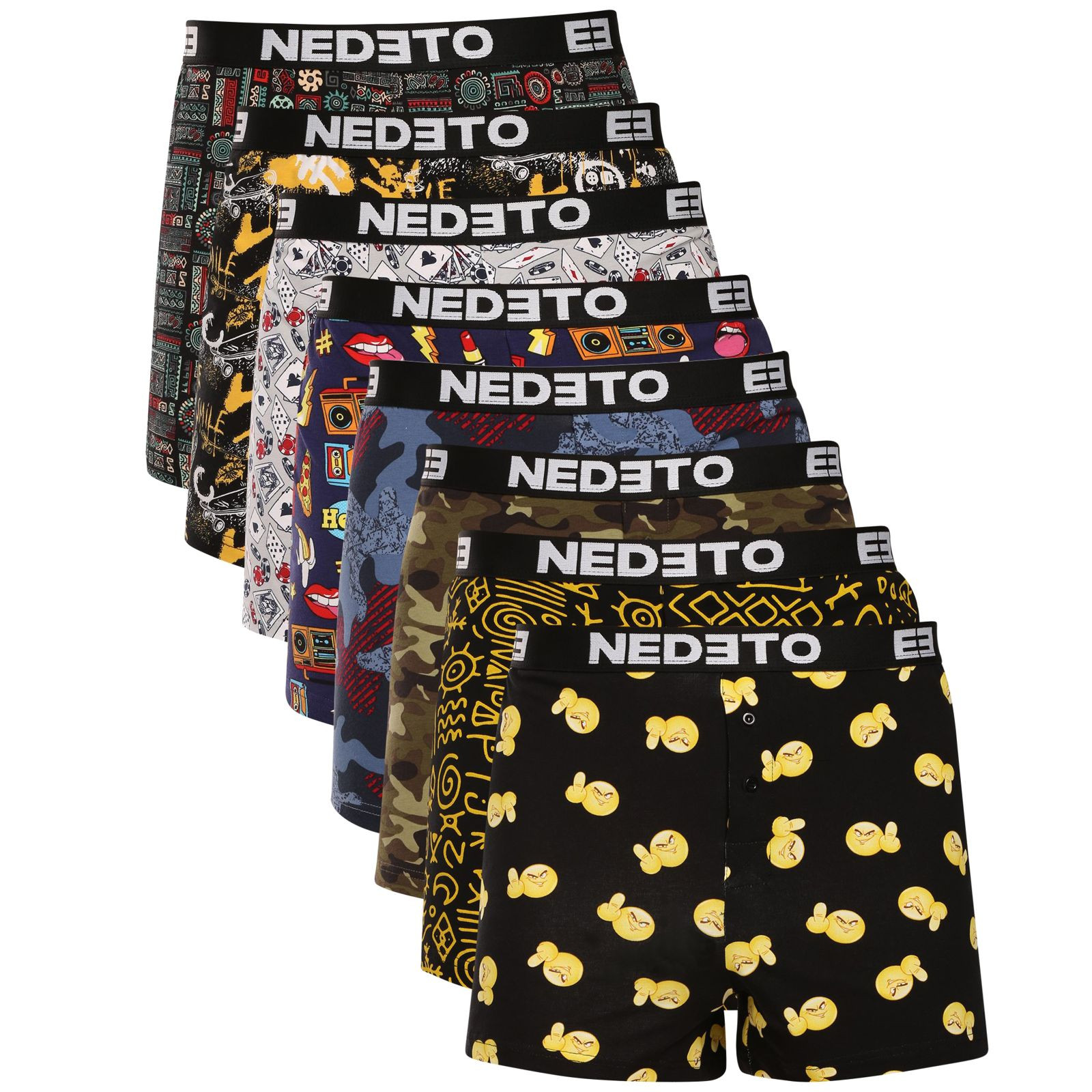 8PACK pánské trenky Nedeto vícebarevné (8NGV01) 3XL