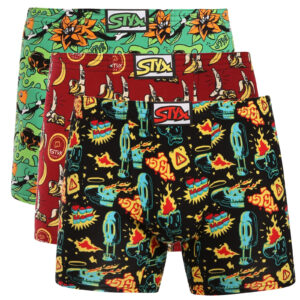 3PACK pánské boxerky Styx long art klasická guma vícebarevné (3FN13987) XXL