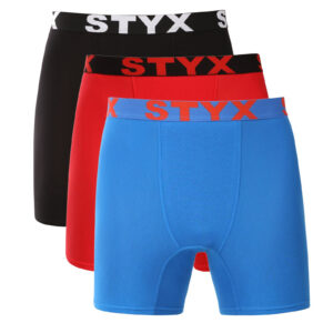 3PACK pánské boxerky Styx long sportovní guma vícebarevné (3UN09047) XL