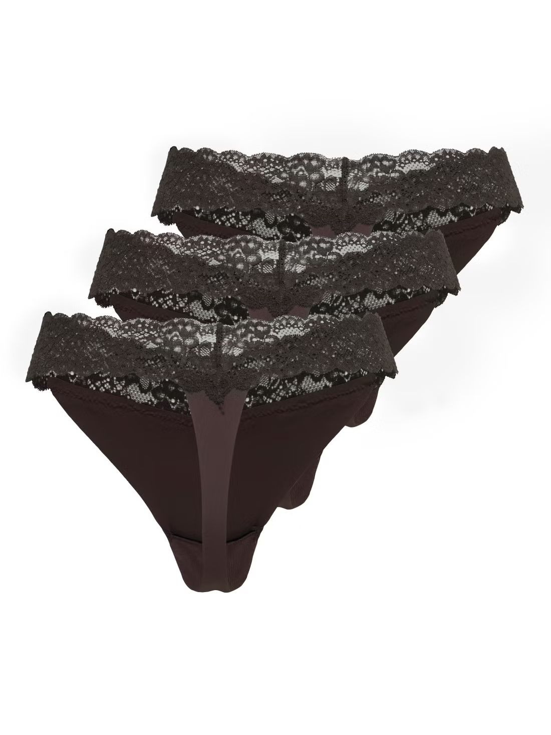 3PACK dámská tanga ONLY vícebarevná (15340169-Black coffe) M - Obrázek 2