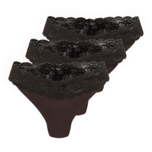3PACK dámská tanga ONLY vícebarevná (15340169-Black coffe) M