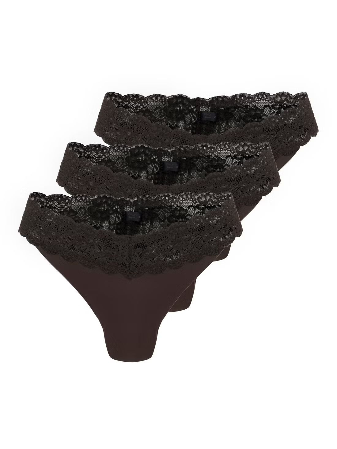 3PACK dámská tanga ONLY vícebarevná (15340169-Black coffe) M