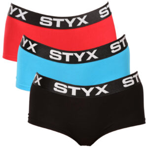 3PACK dámské kalhotky Styx s nohavičkou vícebarevné (3IN09049) M