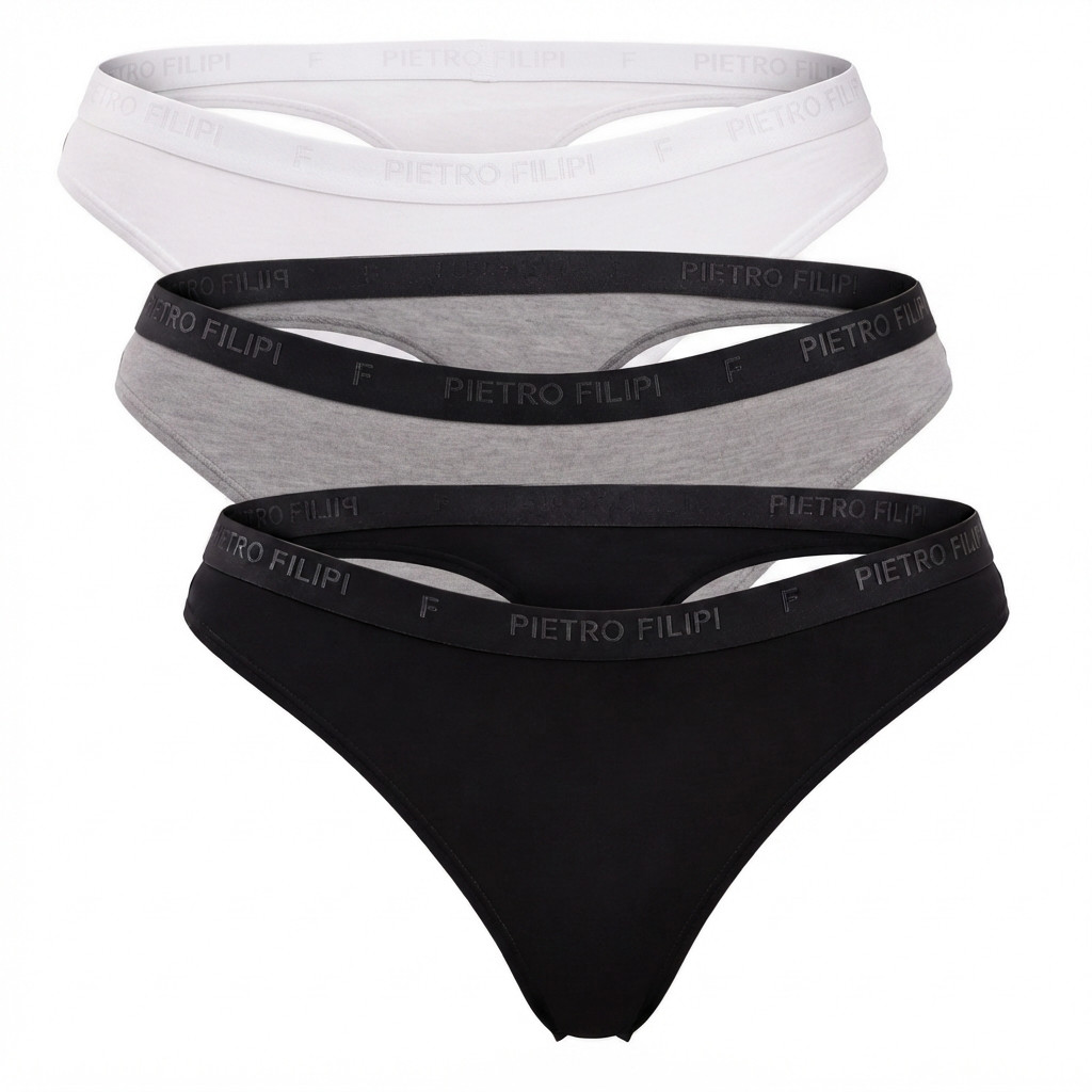 3PACK dámská tanga Pietro Filipi bambusová vícebarevná (3PLTV1) S