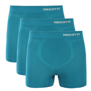 3PACK pánské boxerky Nedeto bezešvé bambusové petrolejové (3NBBL1) L